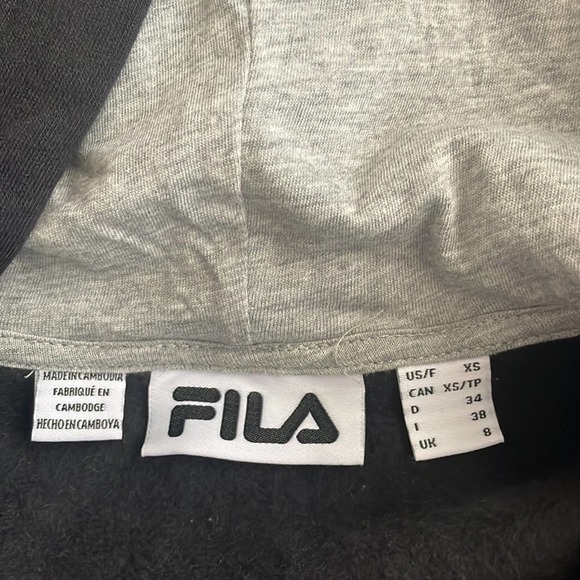 Fila jacket woman’s black zip hooded athletic NWT cotton blend coat Sz XS - Picture 5 of 8